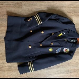 Forever 21 dark navy blue coat/jacket w-patches.